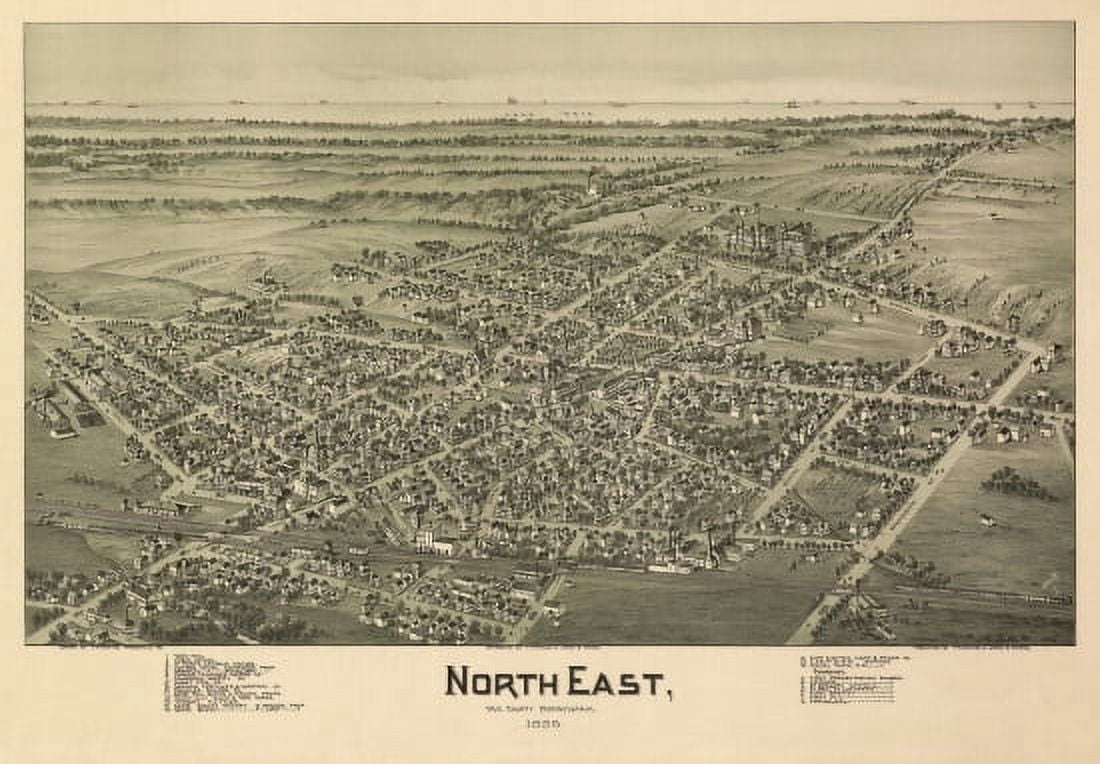 Historic Map of North East Pennsylvania 1896 Erie County Canvas Art - (18 x 24)