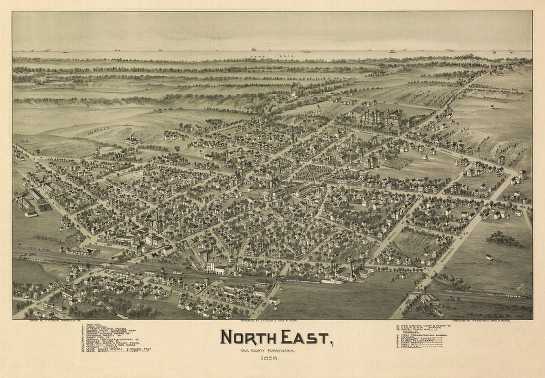 Historic Map of North East Pennsylvania 1896 Erie County Canvas Art - (36 x 54)