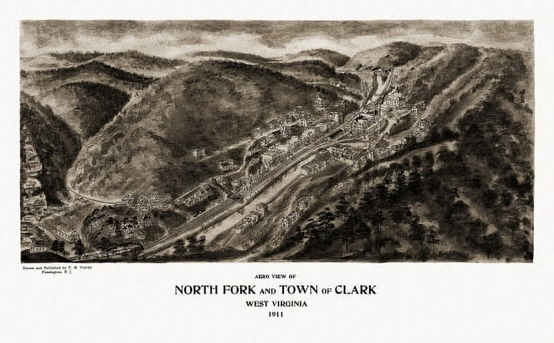 Historic Map of Northfork West Virginia 1911 McDowell County Canvas Art -  (18 x 24)