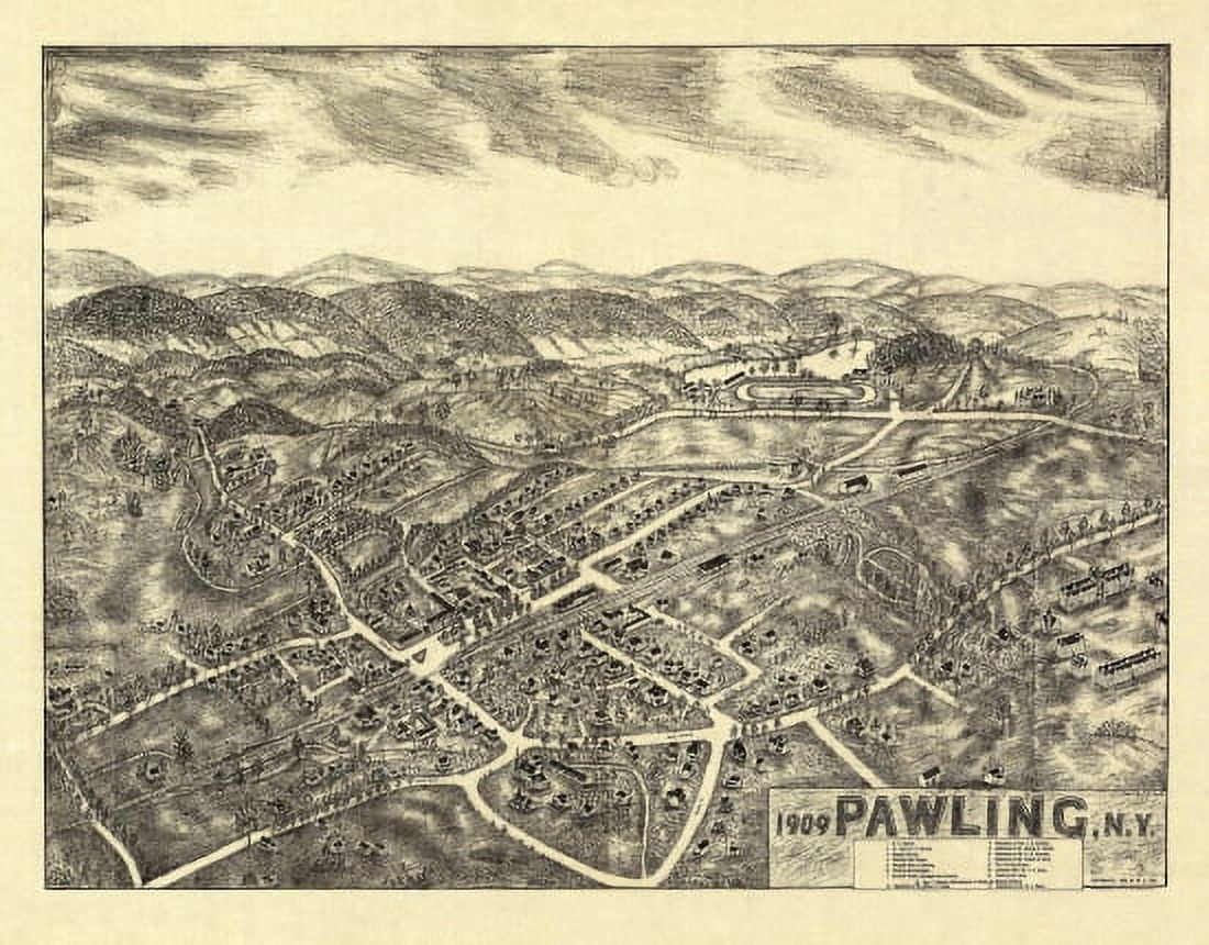 Historic Map of Pawling New York 1909 Dutchess County Canvas Art - (18 x 24)