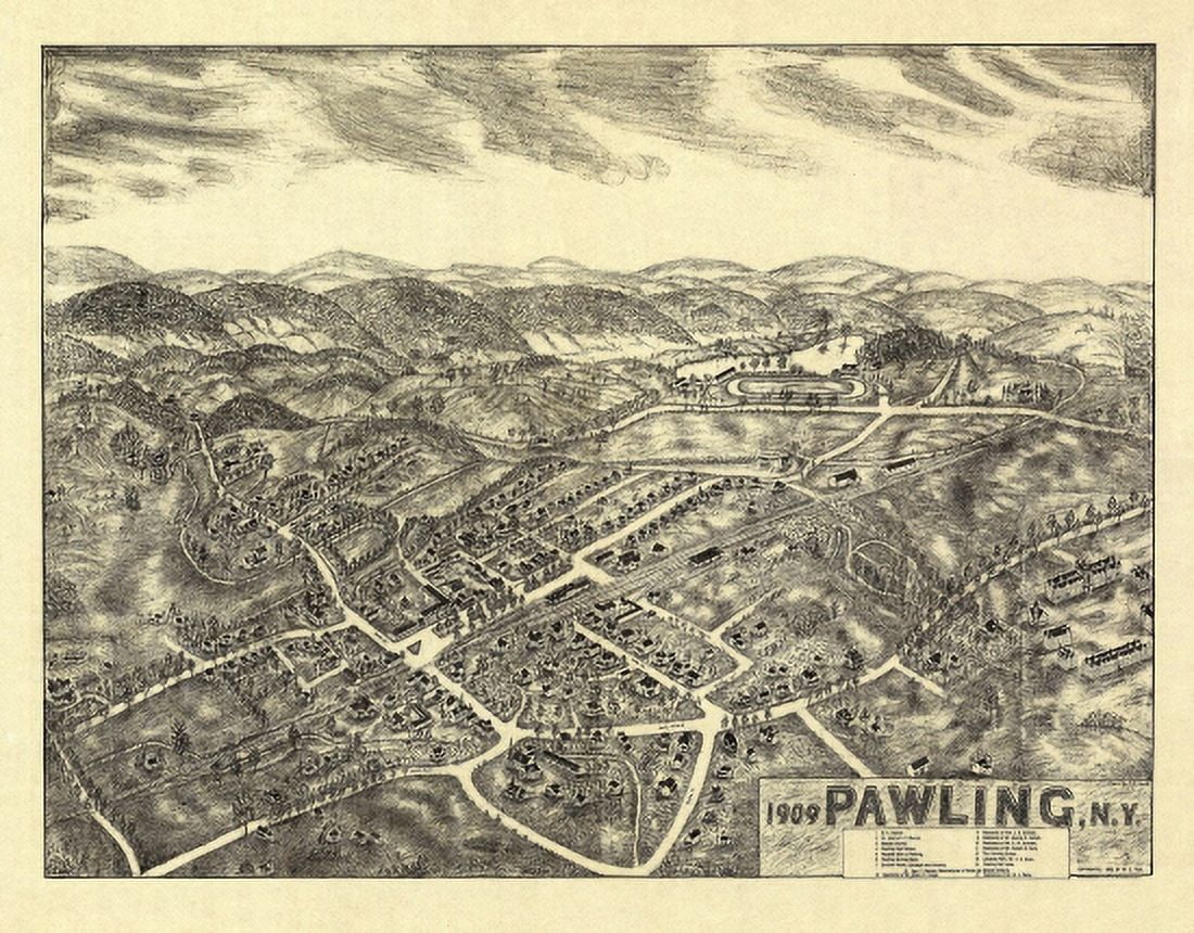 Historic Map of Pawling New York 1909 Dutchess County Canvas Art - (24 x 36)