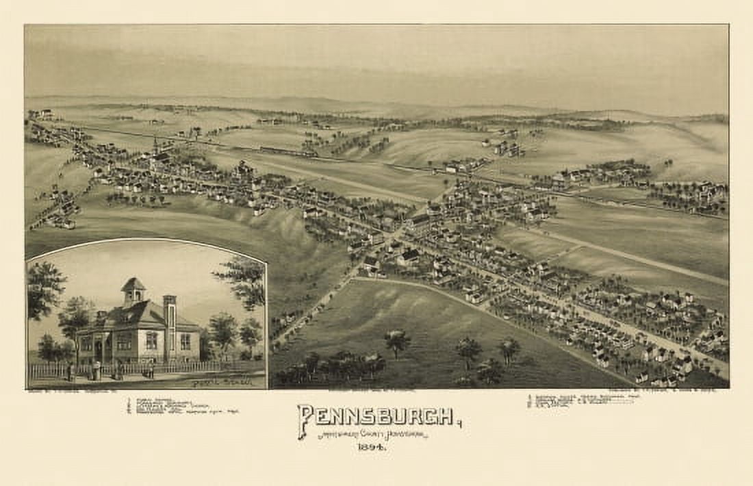 Historic Map of Pennsburgh Pennsylvania 1894 Montgomery County Canvas Art - (36 x 54)
