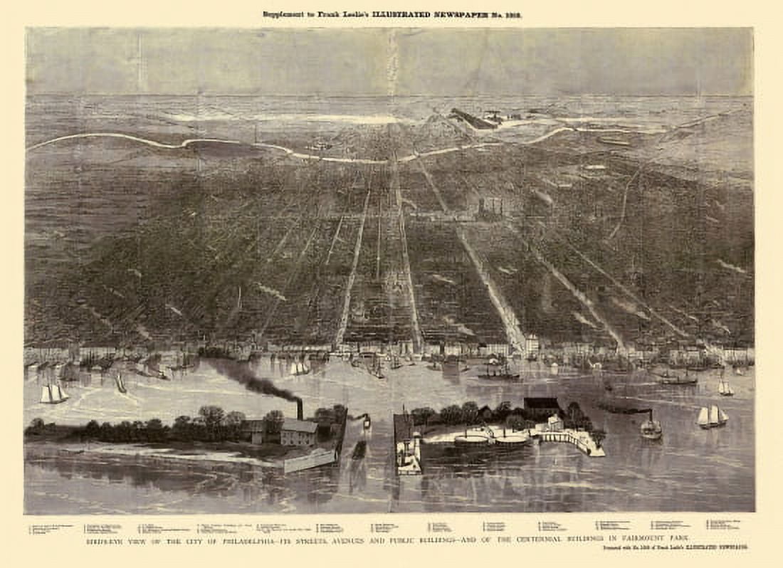 Historic Map of Philadelphia Pennsylvania 1876 Delaware County Canvas Art - (18 x 24)