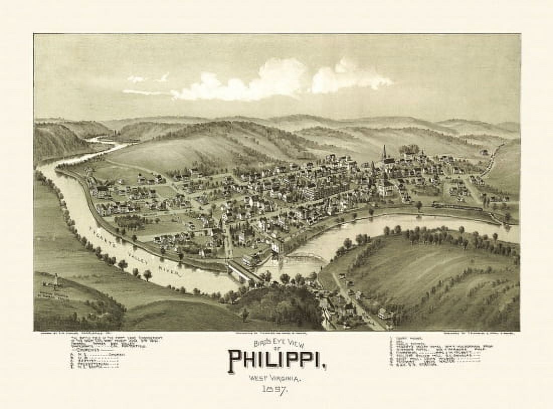 Historic Map of Philippi West Virginia 1897 Barbour County Canvas Art - (24 x 36)