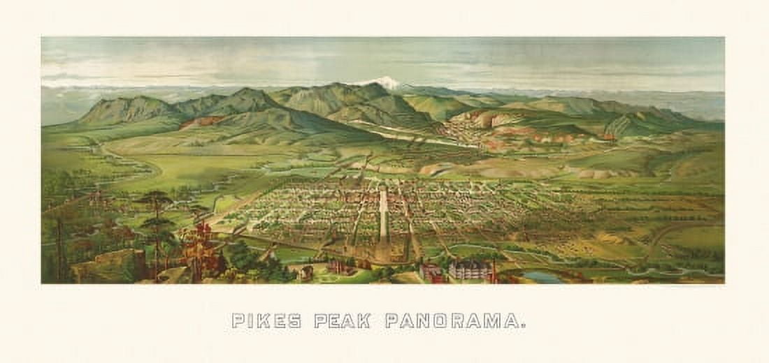 Historic Map of Pikes Peak Colorado 1890 El Paso County Canvas Art - (36 x 54)