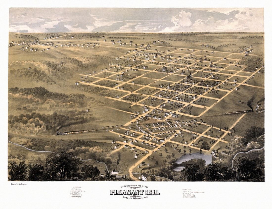 Historic Map of Pleasant Hill Missouri 1869 Cass County Canvas Art - (24 x 36)