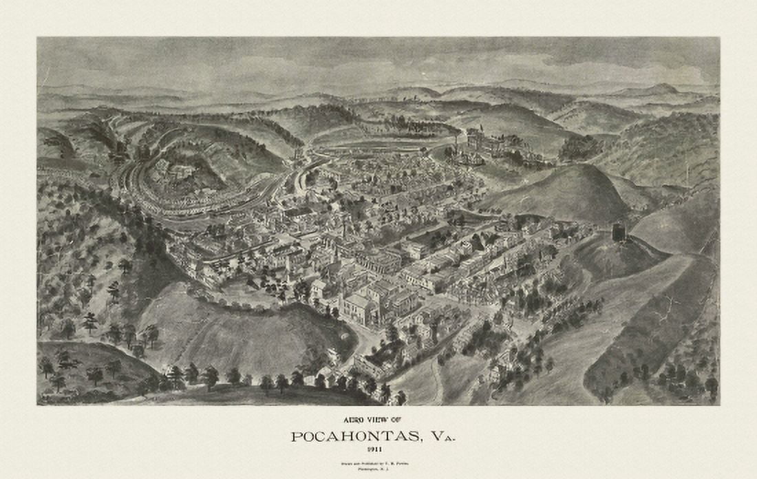Historic Map of Pocahontas Virginia 1911 Tazewell County Canvas Art -  (36 x 54)