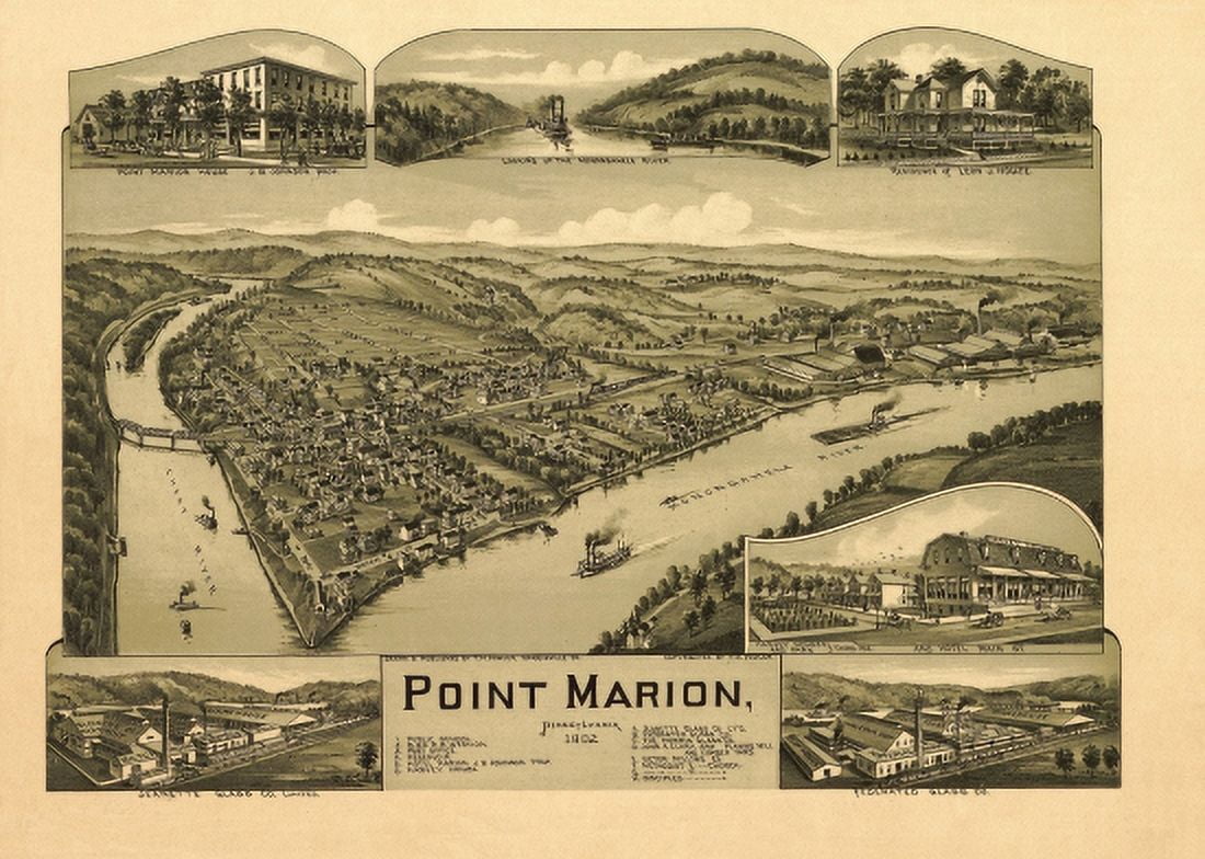 Historic Map of Point Marion Pennsylvania 1902 Fayette County Canvas Art - (18 x 24)