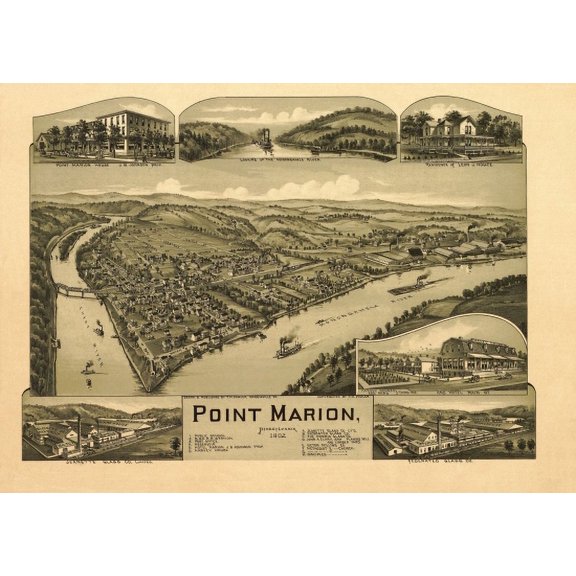 Historic Map of Point Marion Pennsylvania 1902 Fayette County Canvas Art - (18 x 24)