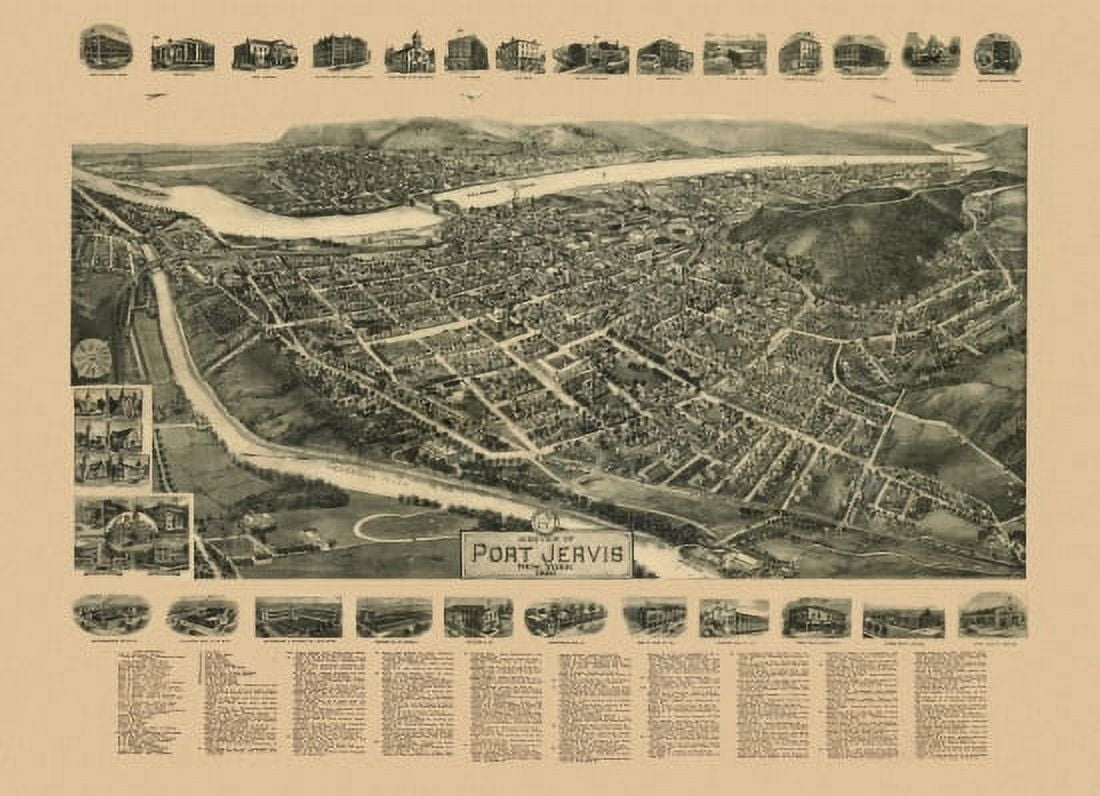 Historic Map of Port Jervis New York 1920 Orange County Canvas Art - (18 x 24)