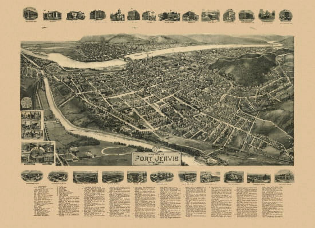 Historic Map of Port Jervis New York 1920 Orange County Canvas Art - (24 x 36)