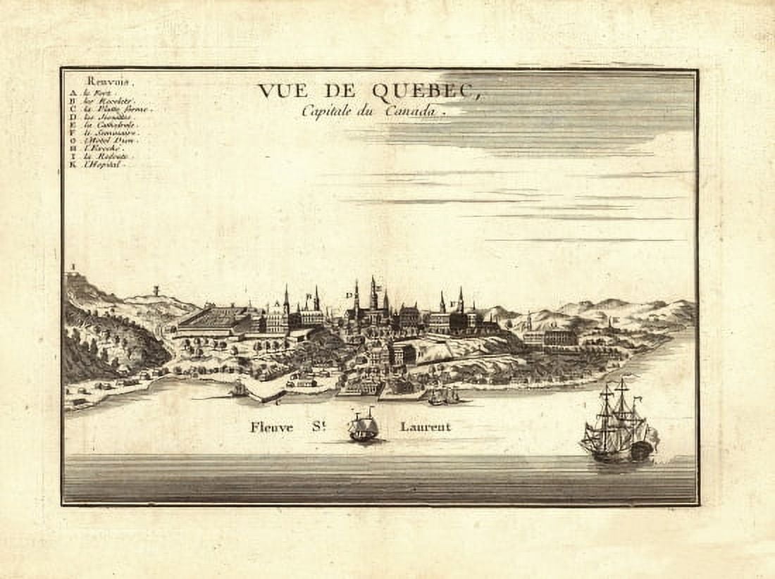 Historic Map of Quebec 1755 County Canvas Art - (24 x 36)
