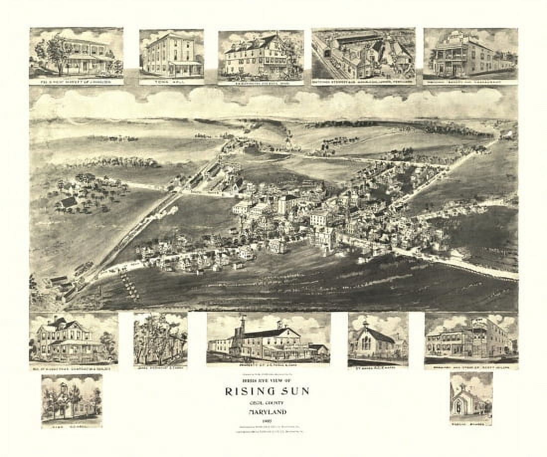 Historic Map of Rising Sun Maryland 1907 Cecil County Canvas Art - (18 x 24)