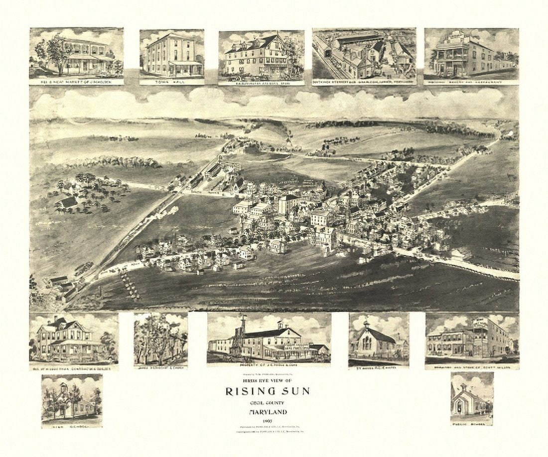 Historic Map of Rising Sun Maryland 1907 Cecil County Canvas Art - (36 x 54)