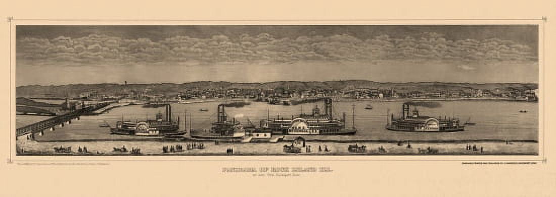 Historic Map of Rock Island Illinois 1874 Rock Island County Canvas Art - (18 x 24)