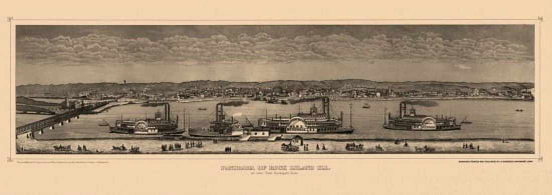 Historic Map of Rock Island Illinois 1874 Rock Island County Canvas Art - (24 x 36)