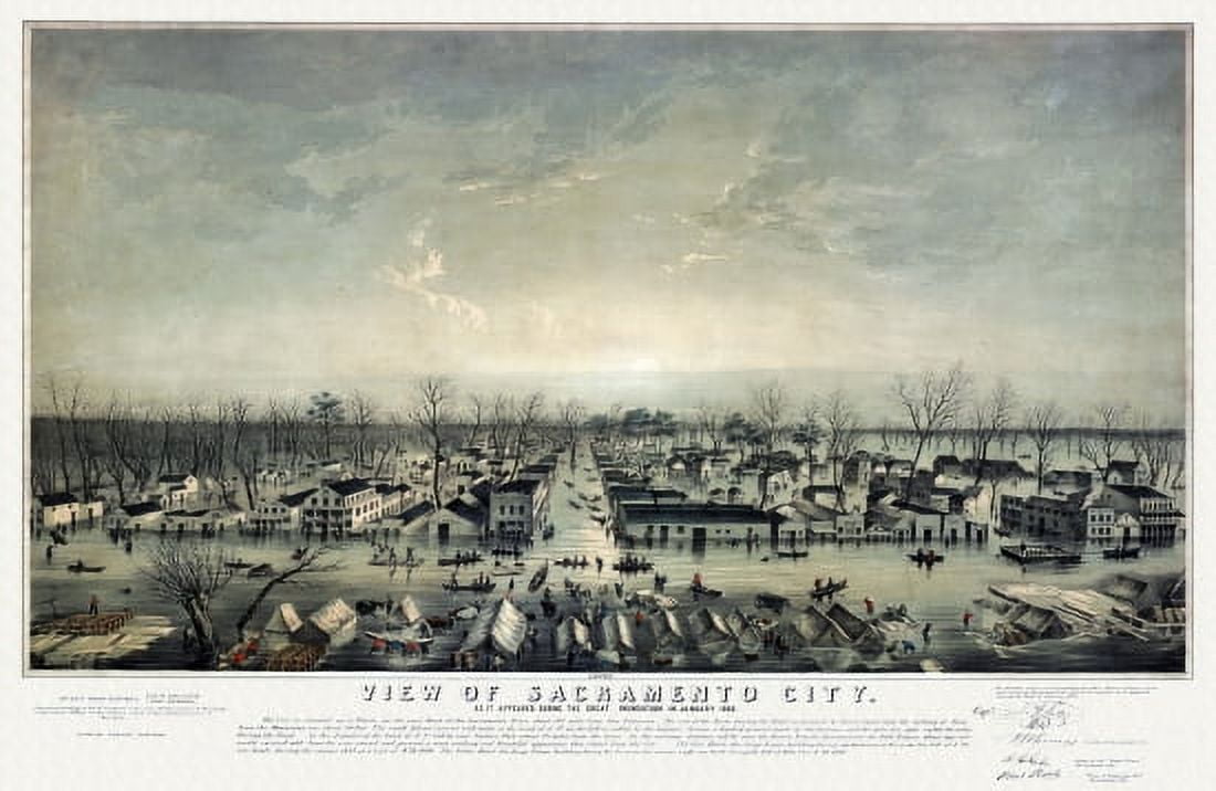 Historic Map of Sacramento California 1850 Sacramento County Canvas Art - (18 x 24)