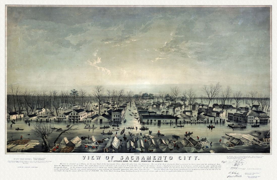 Historic Map of Sacramento California 1850 Sacramento County Canvas Art - (24 x 36)