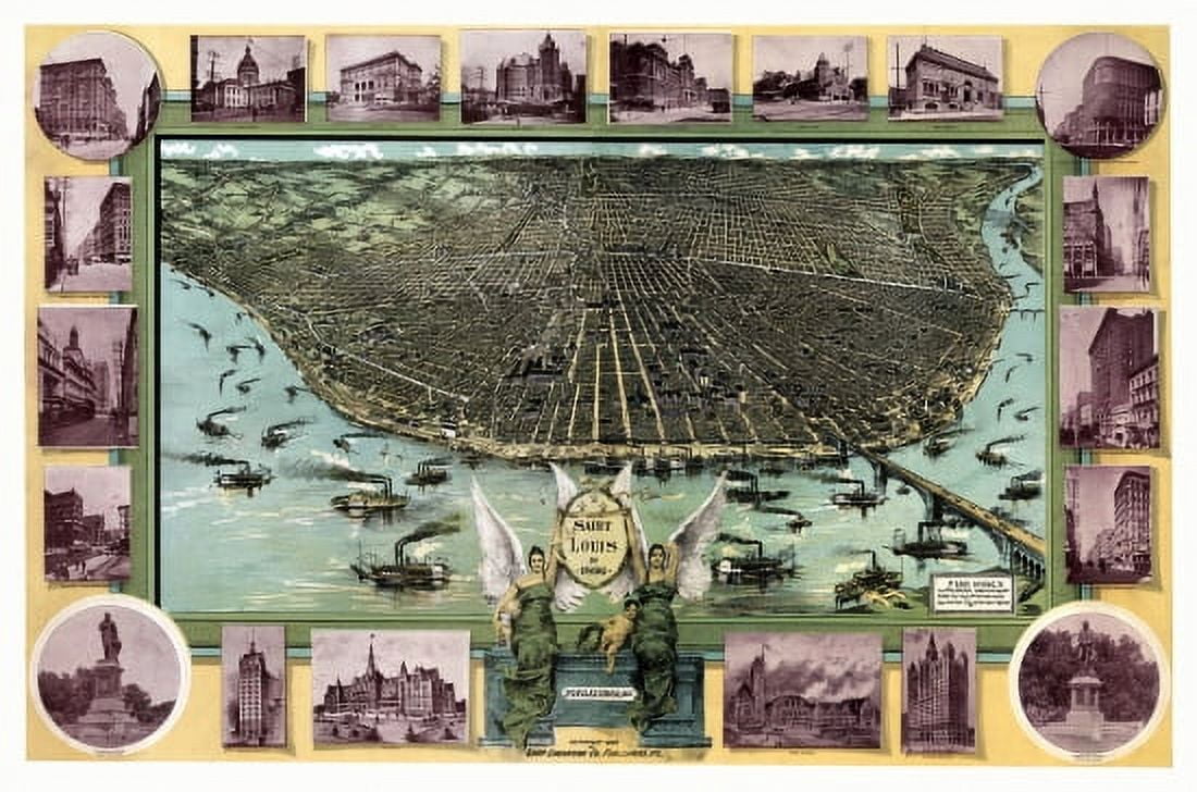 Historic Map of Saint Louis Missouri 1896 St Louis County Canvas Art - (18 x 24)