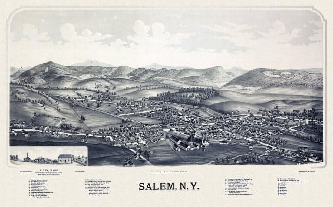 Historic Map of Salem New York 1889 Washington County Canvas Art - (18 x 24)