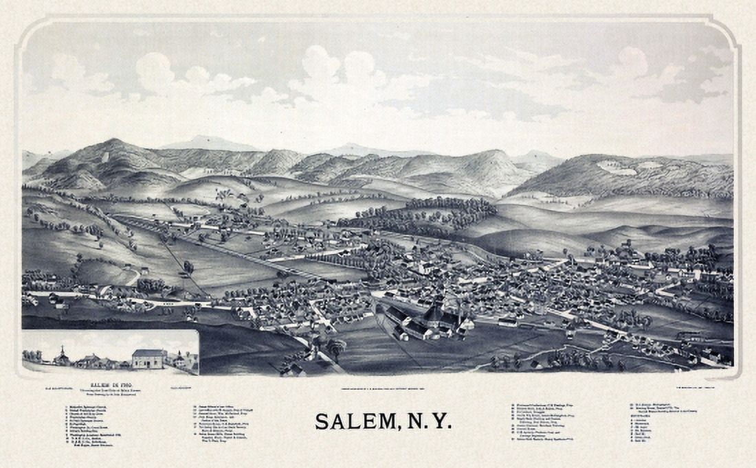 Historic Map of Salem New York 1889 Washington County Canvas Art - (24 x 36)