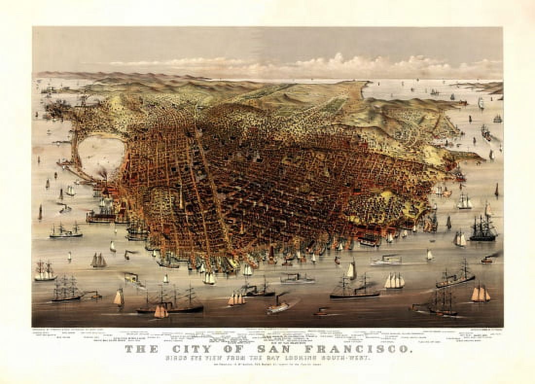 Historic Map of San Francisco California 1878 San Francisco County Canvas Art - (18 x 24)