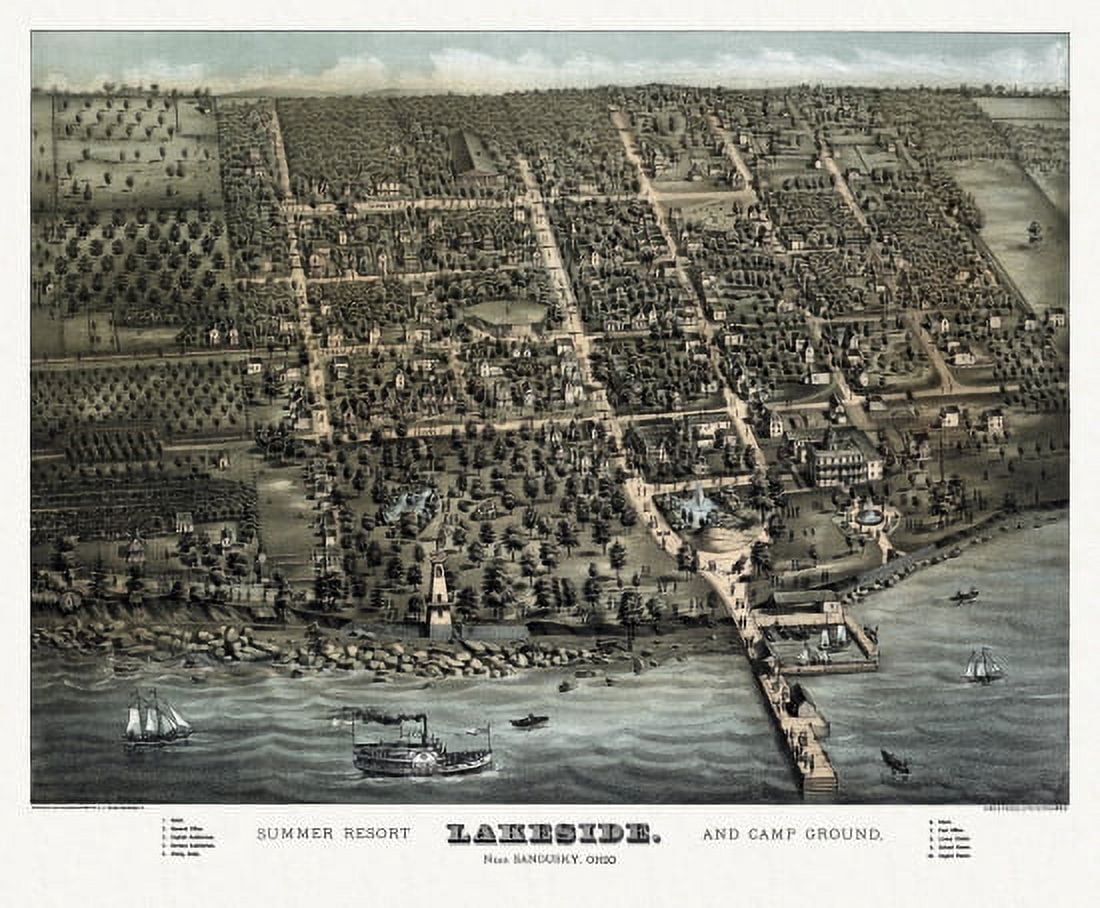 Historic Map of Sandusky Ohio 1884 Erie County Canvas Art - (18 x 24)