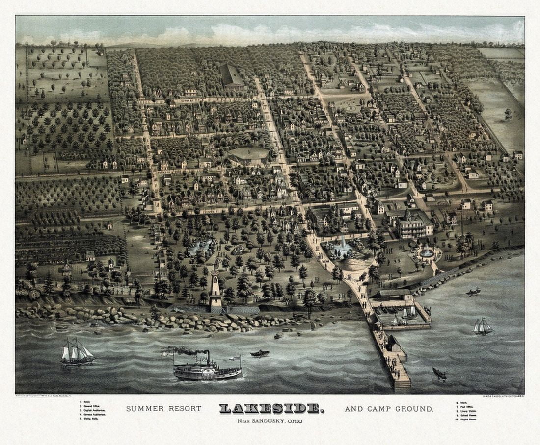 Historic Map of Sandusky Ohio 1884 Erie County Canvas Art - (36 x 54)