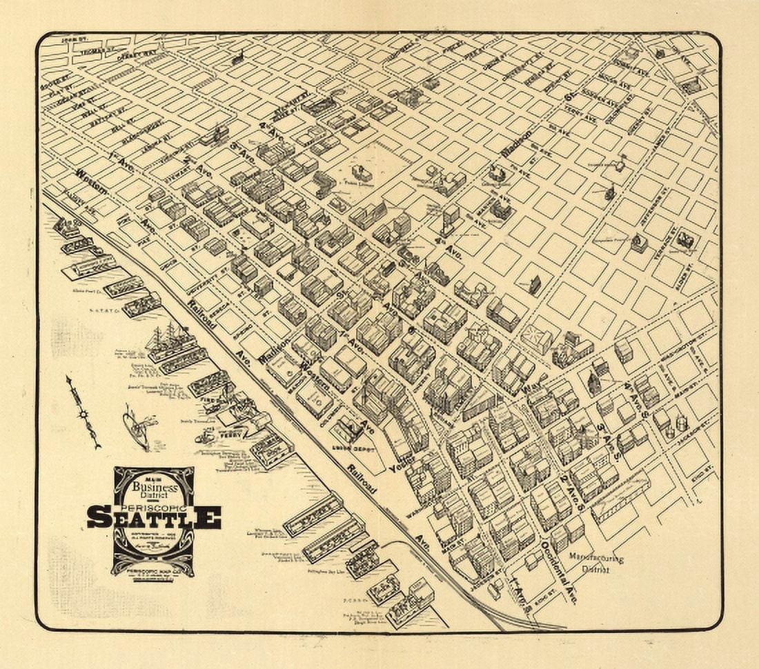 Historic Map of Seattle Washington 1903 King County Canvas Art - (24 x 36)