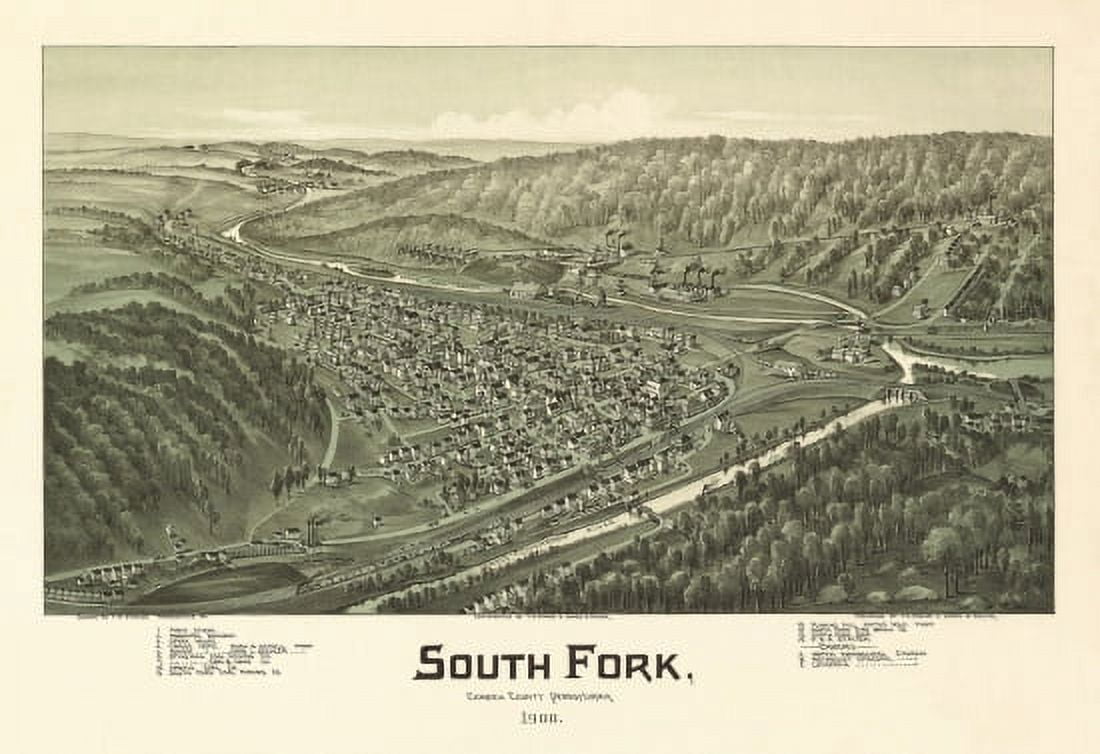 Historic Map of South Fork Pennsylvania 1900 Cambria County Canvas Art - (18 x 24)