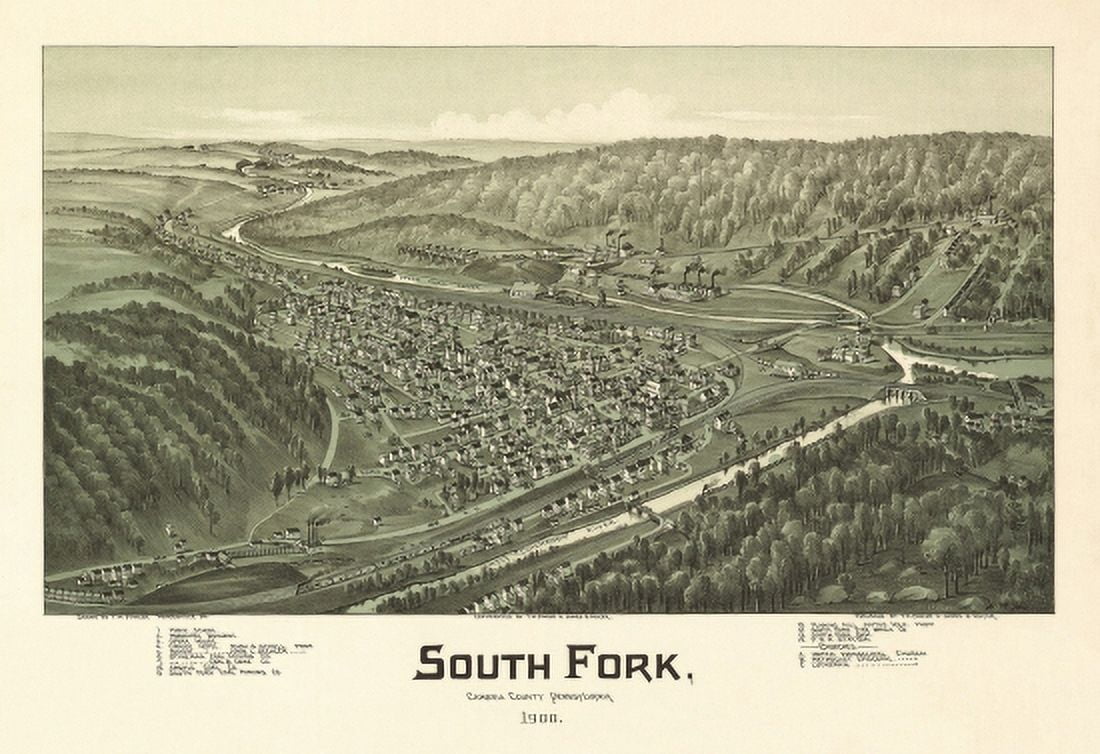 Historic Map of South Fork Pennsylvania 1900 Cambria County Canvas Art - (24 x 36)