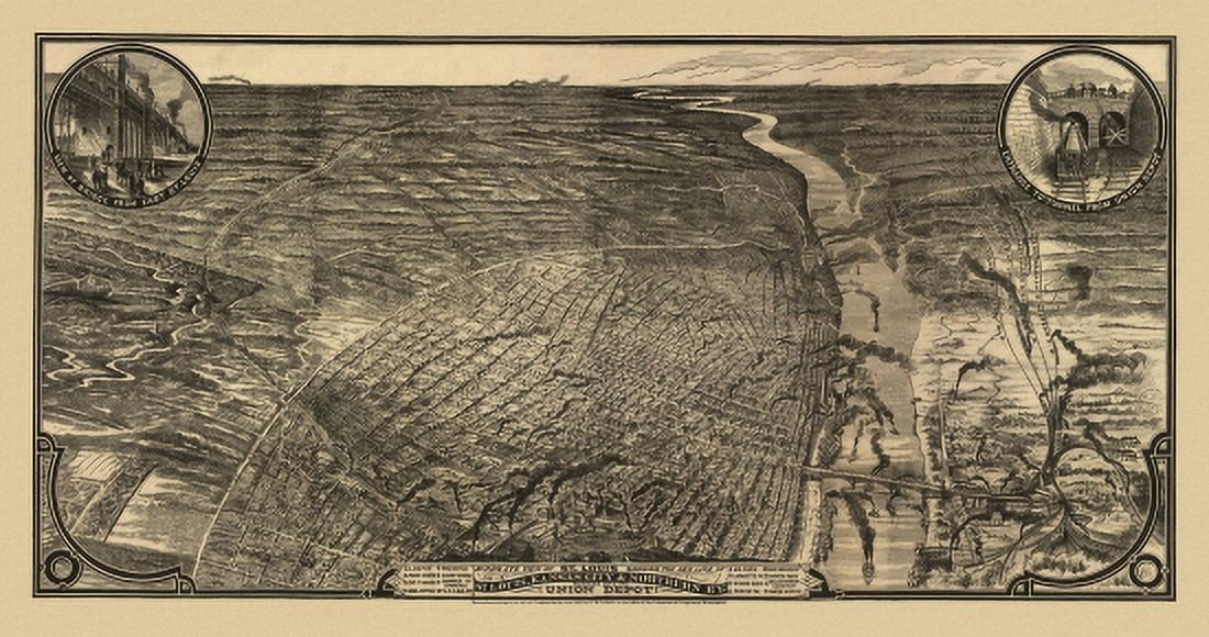 Historic Map of St Louis Missouri 1876 Clay County Canvas Art - (24 x 36)