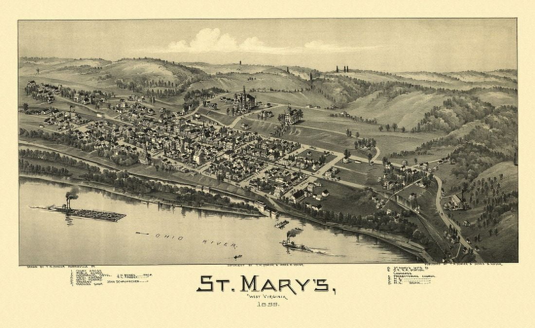 Historic Map of St Marys West Virginia 1899 Pleasants County Canvas Art - (18 x 24)
