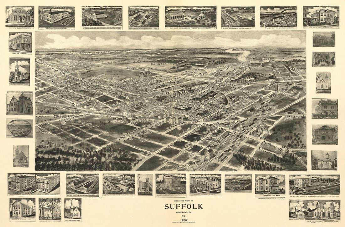 Historic Map of Suffolk Virginia 1907 Nansemond County Poster Print (36