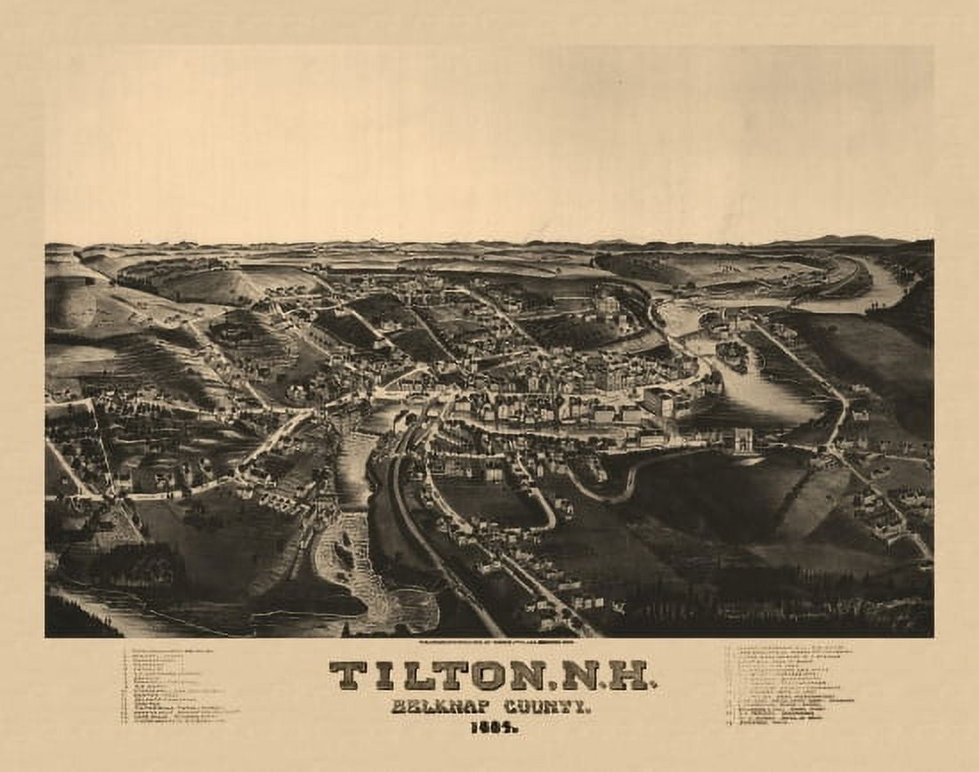 Historic Map of Tilton New Hampshire 1884 Belknap County Poster Print