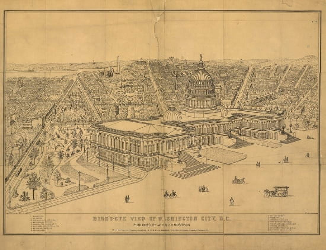 Historic Map of Washington City District of Columbia 1872 County Canvas Art - (36 x 54)