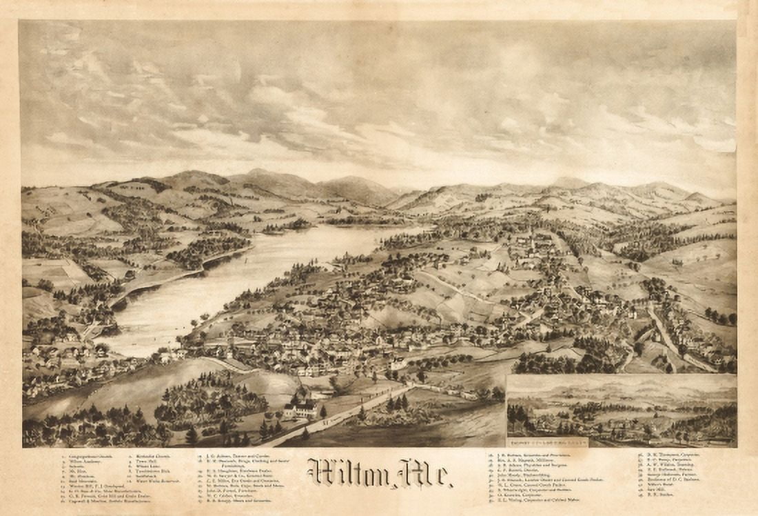 Historic Map of Wilton Maine 1895 Franklin County Canvas Art - (24 x 36)