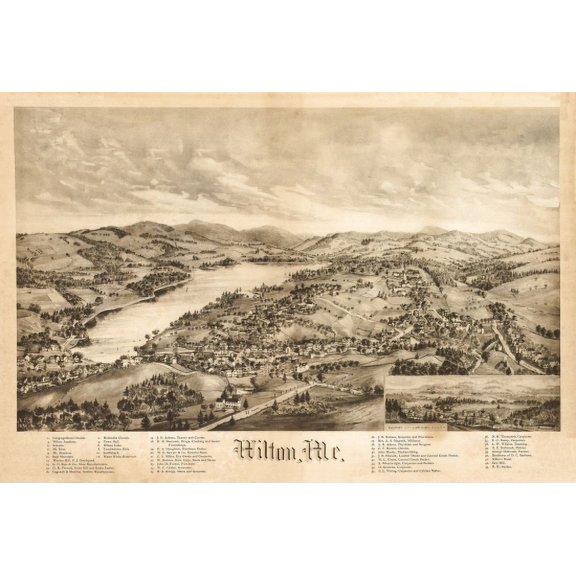 Historic Map of Wilton Maine 1895 Franklin County Canvas Art - (24 x 36)