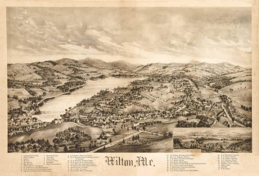 Historic Map of Wilton Maine 1895 Franklin County Canvas Art - (36 x 54)