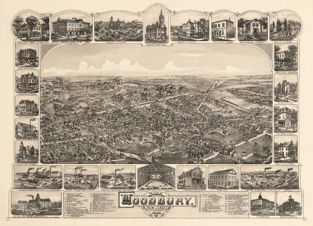 Historic Map of Woodbury New Jersey 1886 Gloucester County Canvas Art -  (36 x 54)