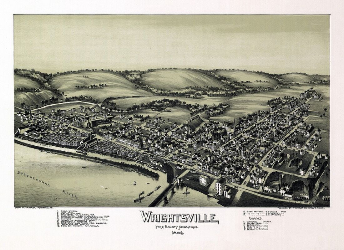 Historic Map of Wrightsville Pennsylvania 1894 York County Canvas Art -  (18 x 24)