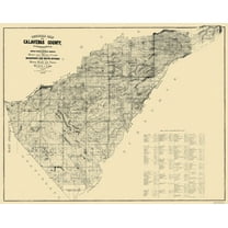 Historic Mine Map - Calaveras County California Mines - Walkup 1845 - 29 x 23 - Vintage Wall Art