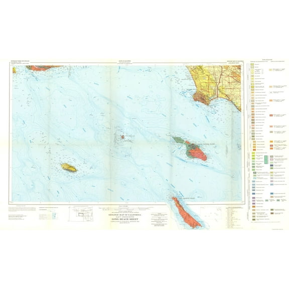 Historic Mine Map - Long Beach California Geologic Sheet - Jennings 1957 - 38.17 x 23 - Vintage Wall Art