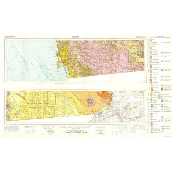 Historic Mine Map - San Diego El Centro California Mines Sheet - Strand 1954 - Vintage Wall Art