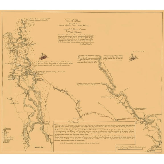 Historic Nautical Map - Alabama West Florida Coastal Rivers - Taitt 1771 - Vintage Wall Art