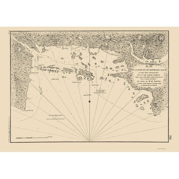 Historic Nautical Map - Casco Bay - Southack 1779 - 23 x 32.82 - Vintage Wall Art