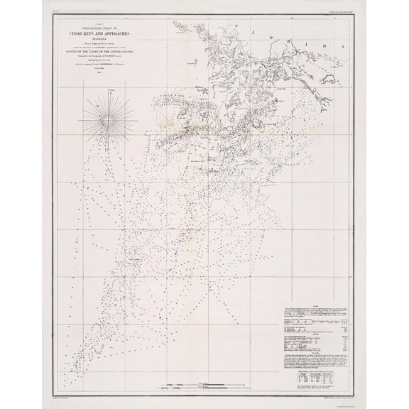 Historic Nautical Map - Cedar Keys - Duval 1889 - 23 x 28.97 - Vintage Wall Art