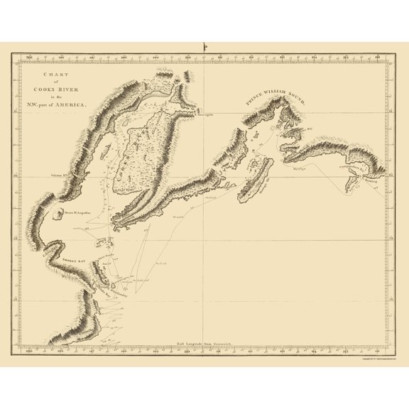 Historic Nautical Map - Cook Inlet Alaska - Nicol 1785 - 23 x 28.92 - Vintage Wall Art