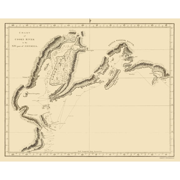 Historic Nautical Map - Cook Inlet Alaska - Nicol 1785 - Vintage Wall Art
