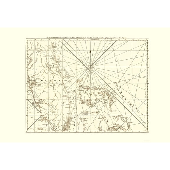 Historic Nautical Map - Florida East Bahamas - Sartine 1775 - 23 x 33.96 - Vintage Wall Art